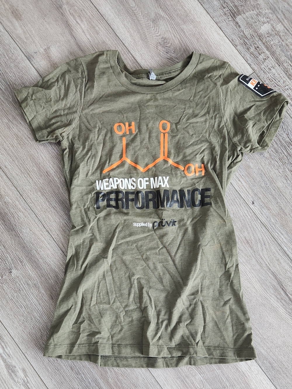 Pruvit Army Green Short Sleeve Graphic Tee with Orange Ketone Print